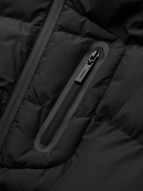 Ombre Clothing Мъжко прошивано затеплено яке с реглан ръкави - черно V4 OM-JAHP-0302 Ombre Clothing