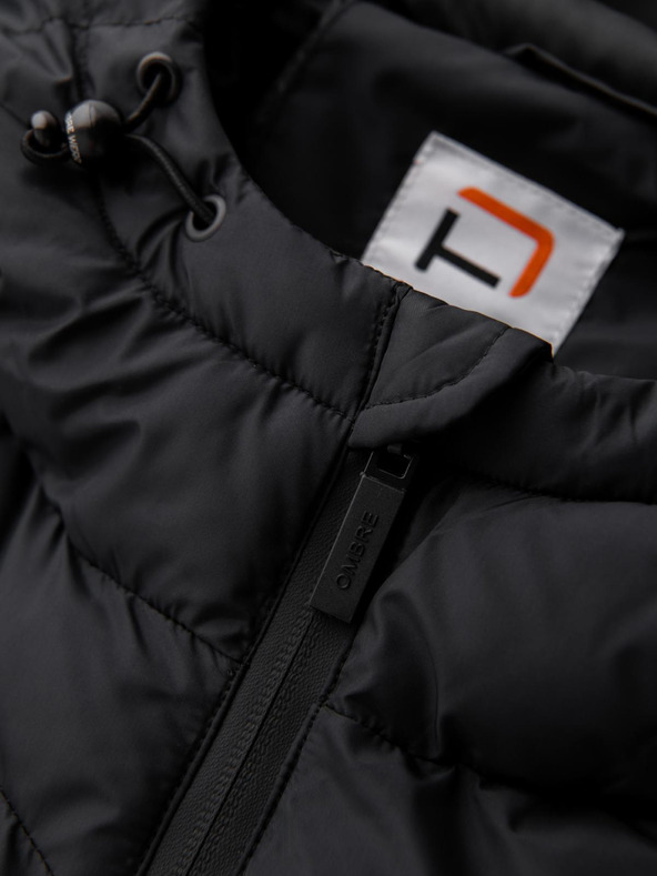 Ombre Clothing Мъжко прошивано затеплено яке с реглан ръкави - черно V4 OM-JAHP-0302 Ombre Clothing