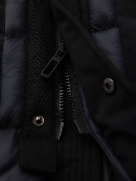 Ombre Clothing Мъжко дълго прошивано яке с големи джобове - черно V1 OM-JALJ-0308 Ombre Clothing