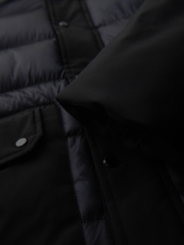 Ombre Clothing Мъжко дълго прошивано яке с големи джобове - черно V1 OM-JALJ-0308 Ombre Clothing