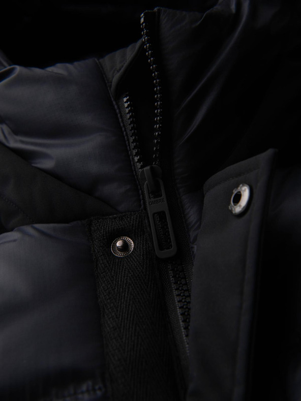 Ombre Clothing Мъжко дълго прошивано яке с големи джобове - черно V1 OM-JALJ-0308 Ombre Clothing