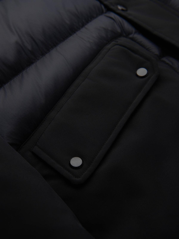 Ombre Clothing Мъжко дълго прошивано яке с големи джобове - черно V1 OM-JALJ-0308 Ombre Clothing