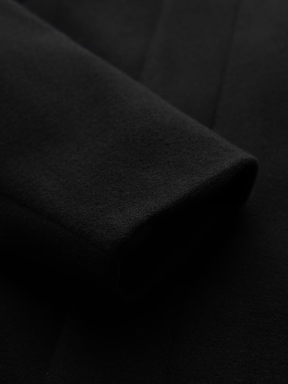 Ombre Clothing Мъжко палто с висок яка и асиметрично закопчаване - черно V2 OM-COWC-0141 Ombre Clothing
