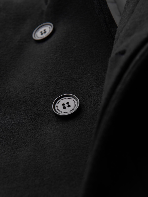 Ombre Clothing Мъжко палто с висок яка и асиметрично закопчаване - черно V2 OM-COWC-0141 Ombre Clothing