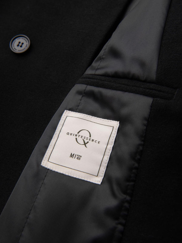 Ombre Clothing Мъжко палто с висок яка и асиметрично закопчаване - черно V2 OM-COWC-0141 Ombre Clothing