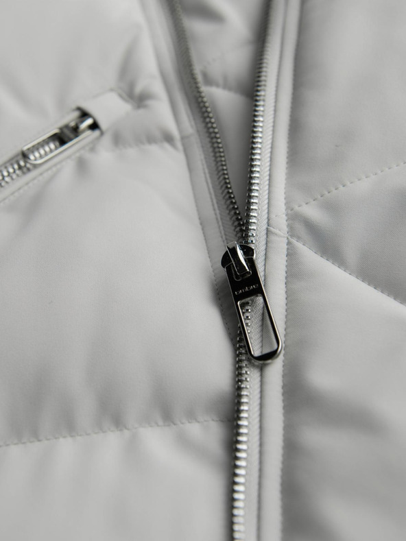 Ombre Clothing Мъжко прошивано яке с качулка - светло сиво V4 OM-JAHP-0252 Ombre Clothing