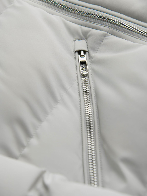 Ombre Clothing Мъжко прошивано яке с качулка - светло сиво V4 OM-JAHP-0252 Ombre Clothing