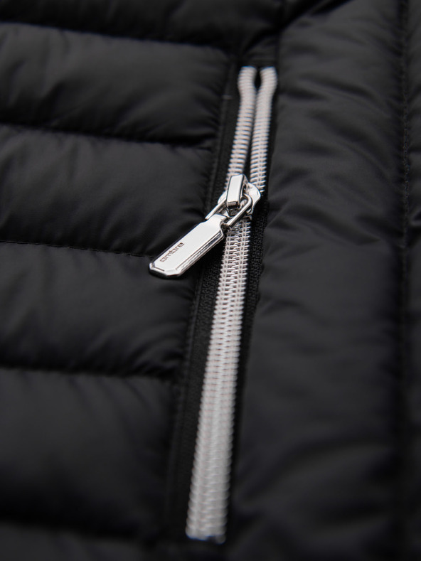 Ombre Clothing Мъжка ултралека яка от естествено прахово пухче с джоб - черна V1 OM-JALP-0211 Ombre Clothing