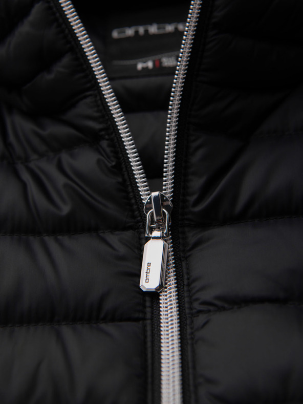 Ombre Clothing Мъжка ултралека яка от естествено прахово пухче с джоб - черна V1 OM-JALP-0211 Ombre Clothing