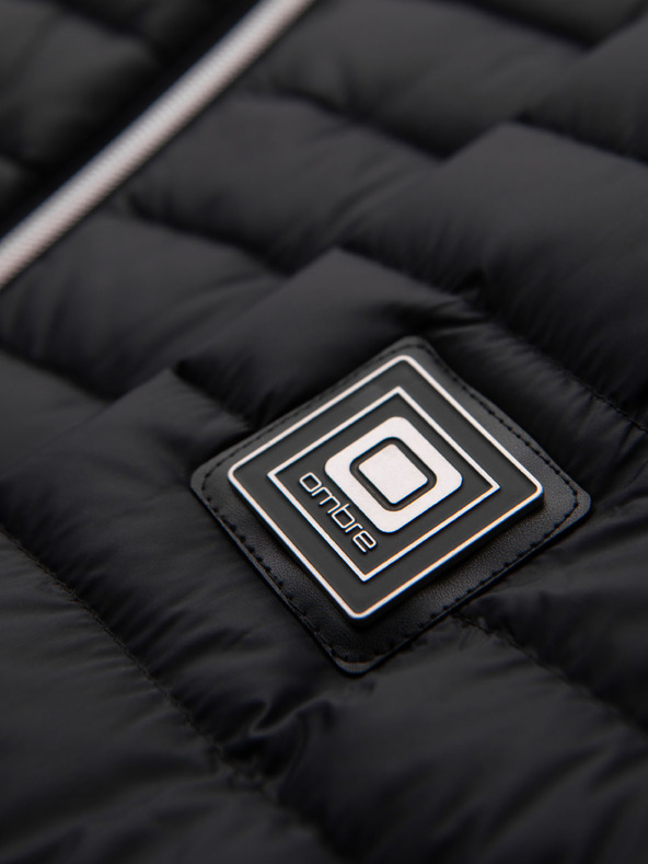Ombre Clothing Мъжка ултралека яка от естествено прахово пухче с джоб - черна V1 OM-JALP-0211 Ombre Clothing