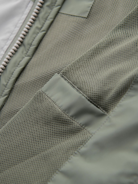 Ombre Clothing Мъжка контрастна ветровка с качулка - оливево сива V3 OM-JANP-0228 Ombre Clothing