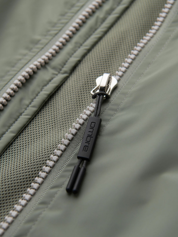 Ombre Clothing Мъжка контрастна ветровка с качулка - оливево сива V3 OM-JANP-0228 Ombre Clothing