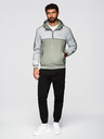 Ombre Clothing Мъжка контрастна ветровка с качулка - оливево сива V3 OM-JANP-0228 Ombre Clothing