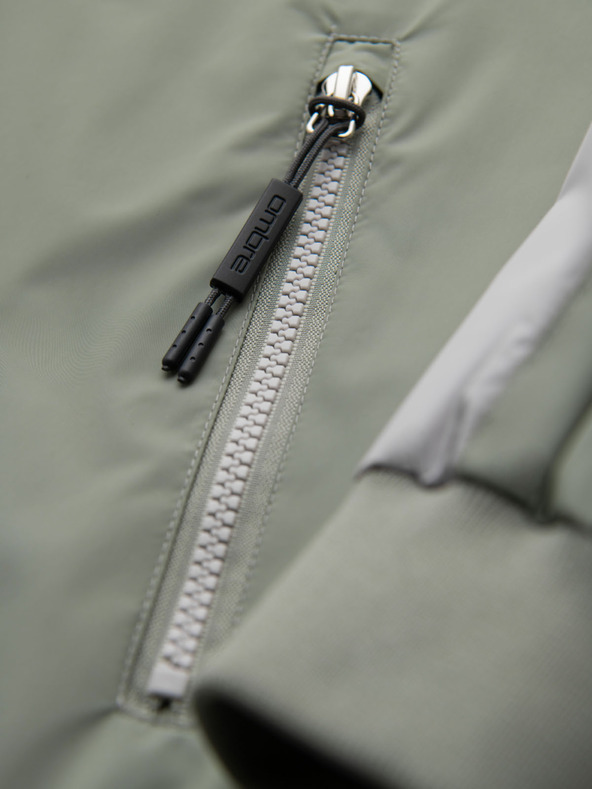 Ombre Clothing Мъжка контрастна ветровка с качулка - оливево сива V3 OM-JANP-0228 Ombre Clothing