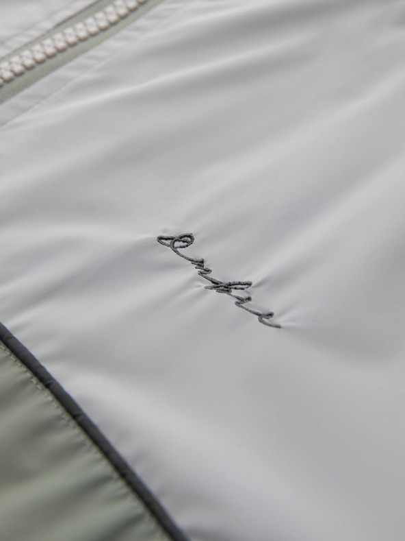 Ombre Clothing Мъжка контрастна ветровка с качулка - оливево сива V3 OM-JANP-0228 Ombre Clothing