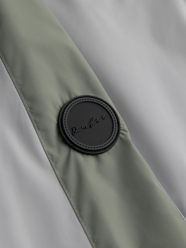 Ombre Clothing Мъжка контрастна ветровка с качулка - оливево сива V3 OM-JANP-0228 Ombre Clothing