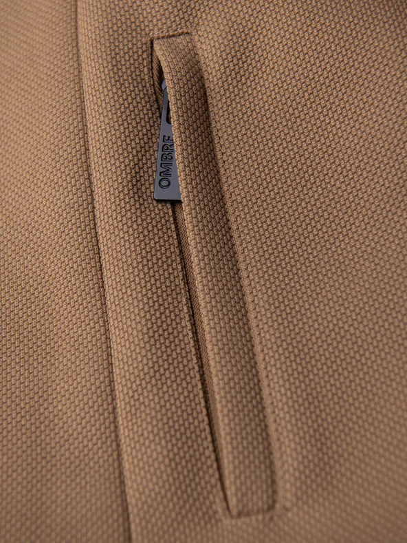 Ombre Clothing Мъжко структурирано палто с висок яка - светлокафяво V4 OM-COWC-0136 Ombre Clothing