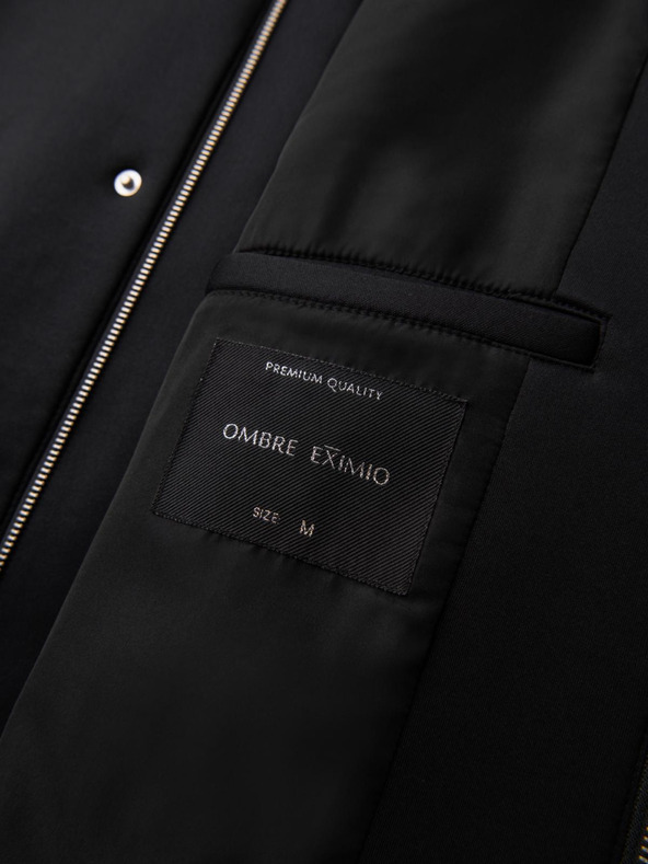 Ombre Clothing Мъжко минималистично палто средна дължина с качулка - черно V4 OM-COLC-0144 Ombre Clothing