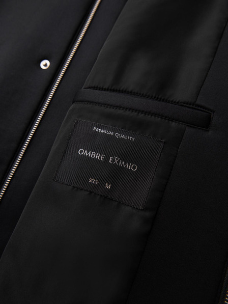 Ombre Clothing Мъжко минималистично палто средна дължина с качулка - черно V4 OM-COLC-0144 Ombre Clothing