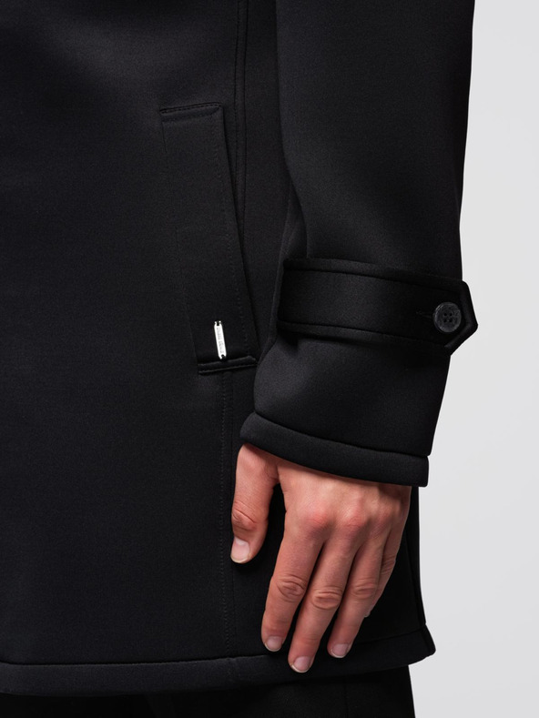 Ombre Clothing Мъжко минималистично палто средна дължина с качулка - черно V4 OM-COLC-0144 Ombre Clothing