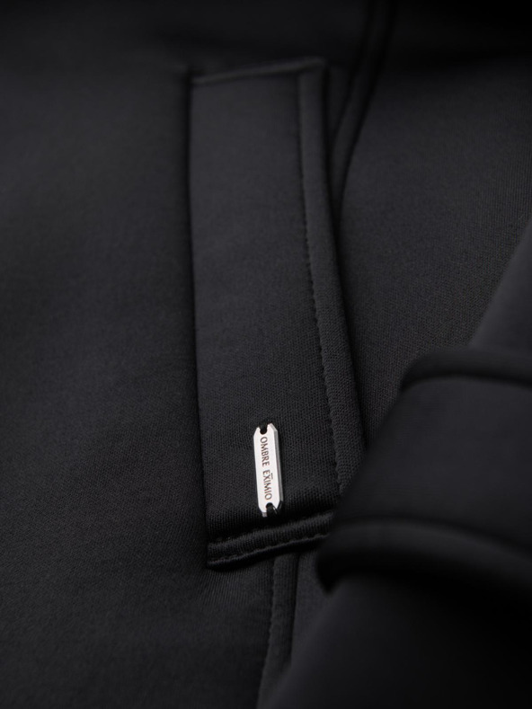 Ombre Clothing Мъжко минималистично палто средна дължина с качулка - черно V4 OM-COLC-0144 Ombre Clothing