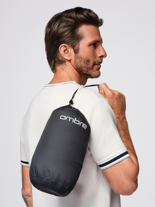 Ombre Clothing Класическо мъжко прошивано яке с джоб - черно V1 OM-JALP-0295 Ombre Clothing