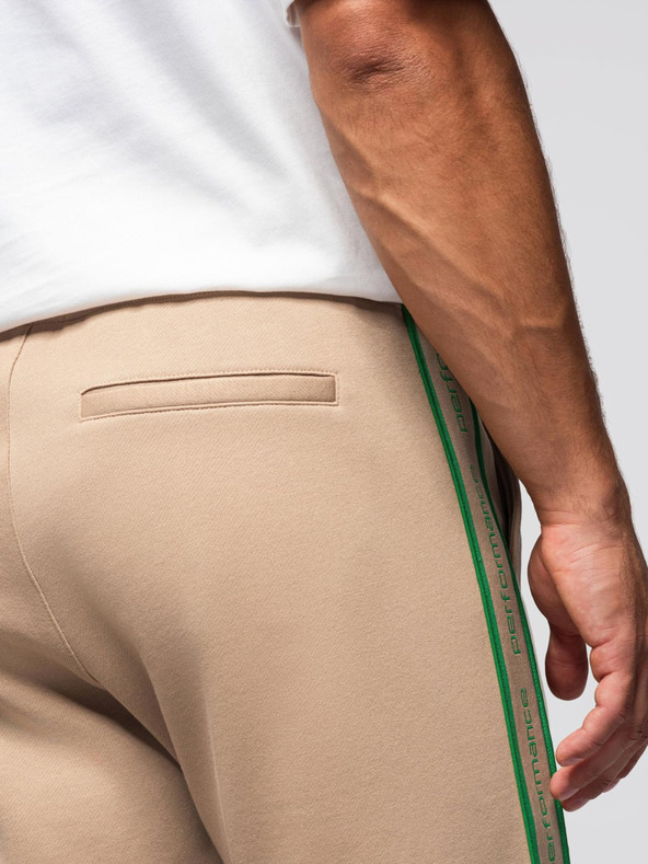 Ombre Clothing Мъжки спортни панталони с кант - кафяви V1 OM-PASK-0284 Ombre Clothing