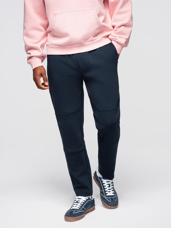 Ombre Clothing Мъжки спортни панталони с прави крачоли и гумени детайли - тъмносини V2 OM-PASK-0281 Ombre Clothing