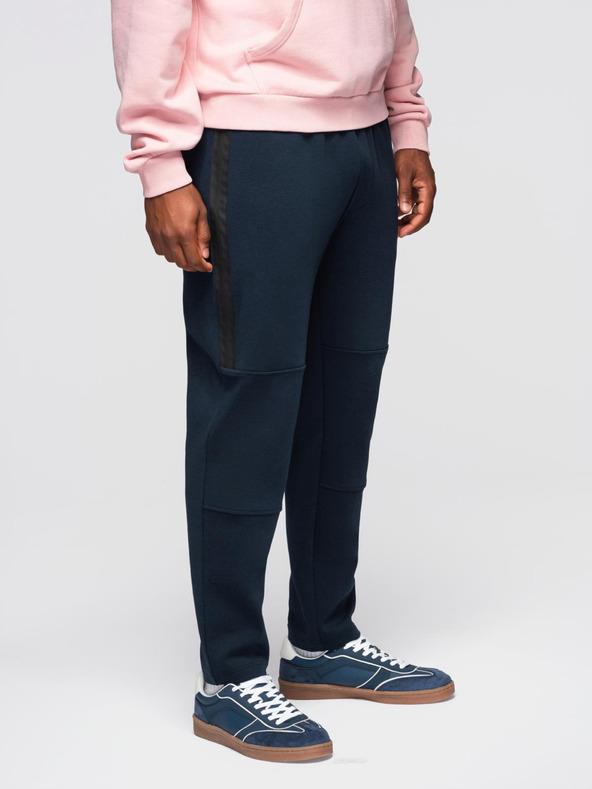 Ombre Clothing Мъжки спортни панталони с прави крачоли и гумени детайли - тъмносини V2 OM-PASK-0281 Ombre Clothing