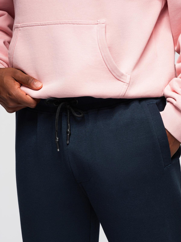 Ombre Clothing Мъжки спортни панталони с прави крачоли и гумени детайли - тъмносини V2 OM-PASK-0281 Ombre Clothing