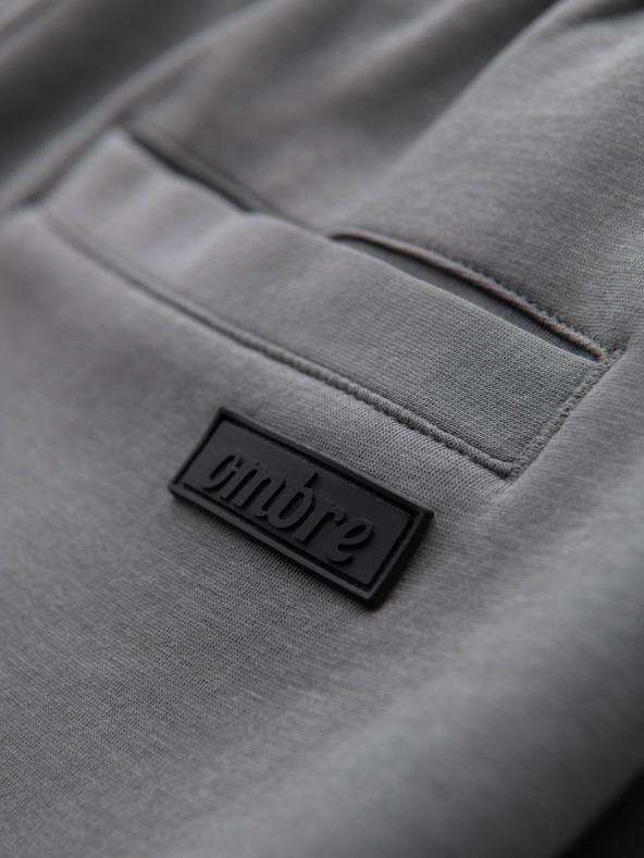 Ombre Clothing Мъжки спортни панталони с прави крачоли и гумени детайли - сиви V3 OM-PASK-0281 Ombre Clothing