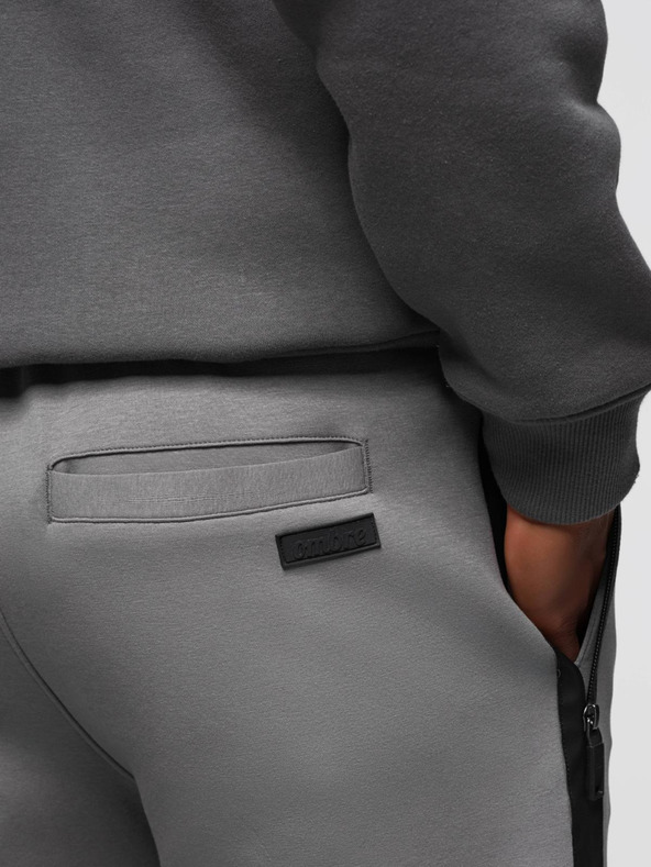 Ombre Clothing Мъжки спортни панталони с прави крачоли и гумени детайли - сиви V3 OM-PASK-0281 Ombre Clothing