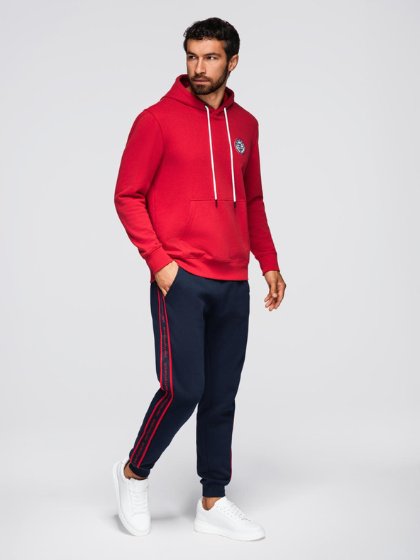 Ombre Clothing Мъжки спортни панталони с кант - тъмносини V3 OM-PASK-0284 Ombre Clothing