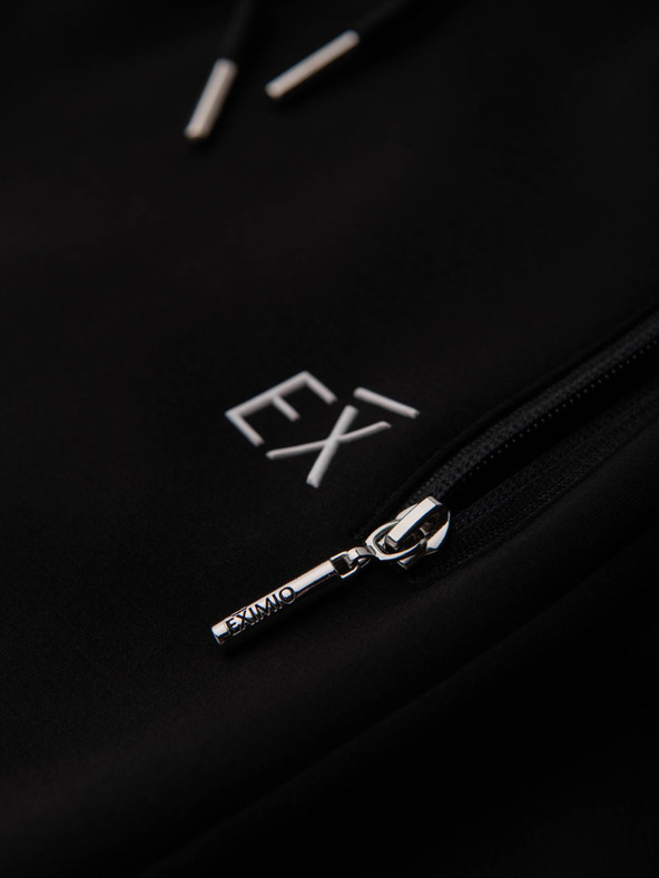 Ombre Clothing Мъжки спортни панталони с ребрирани крачоли и гумен принт - черни V1 OM-PASK-0223 Ombre Clothing