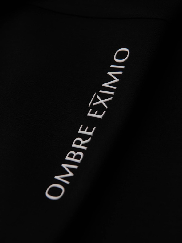 Ombre Clothing Мъжки спортни панталони с ребрирани крачоли и гумен принт - черни V1 OM-PASK-0223 Ombre Clothing