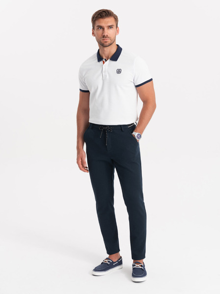 Ombre Clothing Мъжки плетени панталони с еластичен пояс - тъмносини V3 OM-PACP-0116 Ombre Clothing