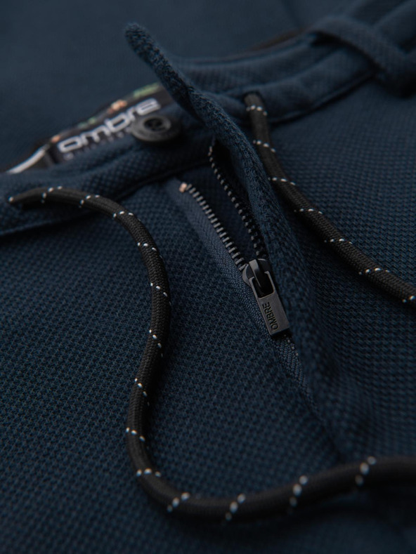 Ombre Clothing Мъжки плетени панталони с еластичен пояс - тъмносини V3 OM-PACP-0116 Ombre Clothing