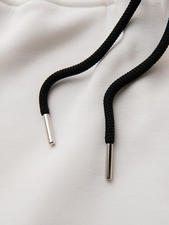 Ombre Clothing Мъжки спортни панталони с ребрирани крачоли и гумен принт - бели V2 OM-PASK-0223 Ombre Clothing