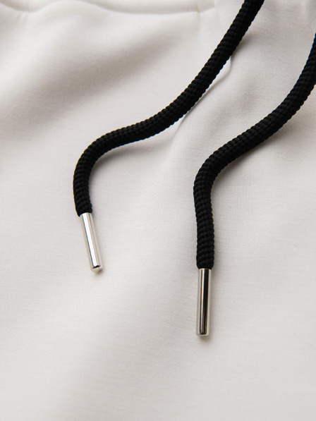 Ombre Clothing Мъжки спортни панталони с ребрирани крачоли и гумен принт - бели V2 OM-PASK-0223 Ombre Clothing