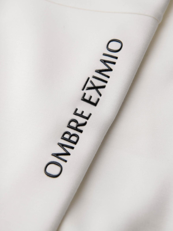 Ombre Clothing Мъжки спортни панталони с ребрирани крачоли и гумен принт - бели V2 OM-PASK-0223 Ombre Clothing