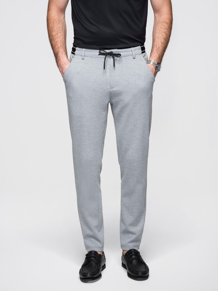Ombre Clothing Мъжки плетени панталони с пружинен пояс - светлосив V1 OM-PACP-0116 Ombre Clothing