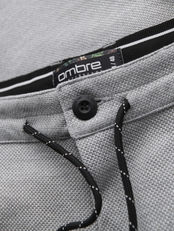 Ombre Clothing Мъжки плетени панталони с пружинен пояс - светлосив V1 OM-PACP-0116 Ombre Clothing