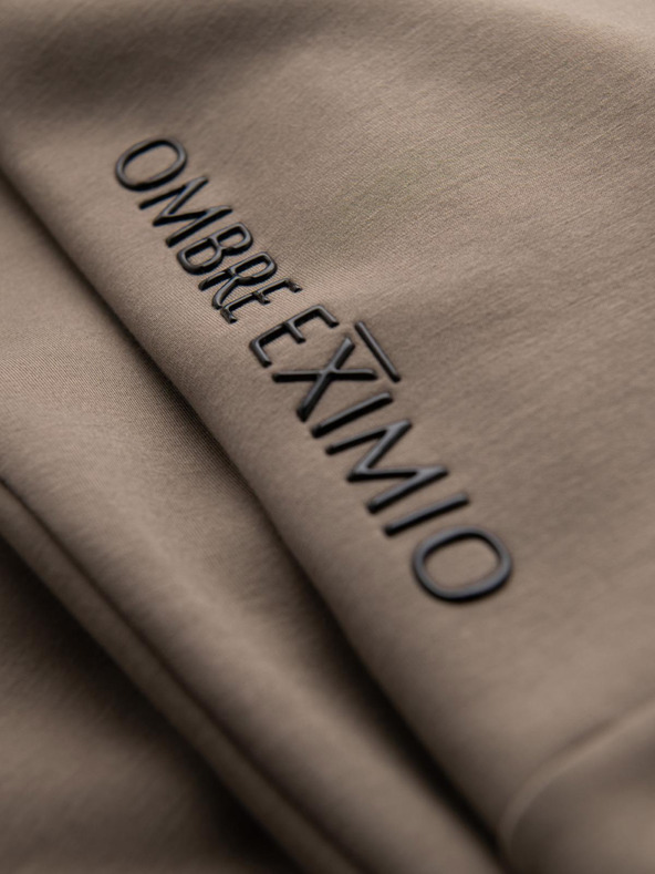 Ombre Clothing Мъжки спортни панталони с ребрирани крачоли и гумен принт - пепел V3 OM-PASK-0223 Ombre Clothing