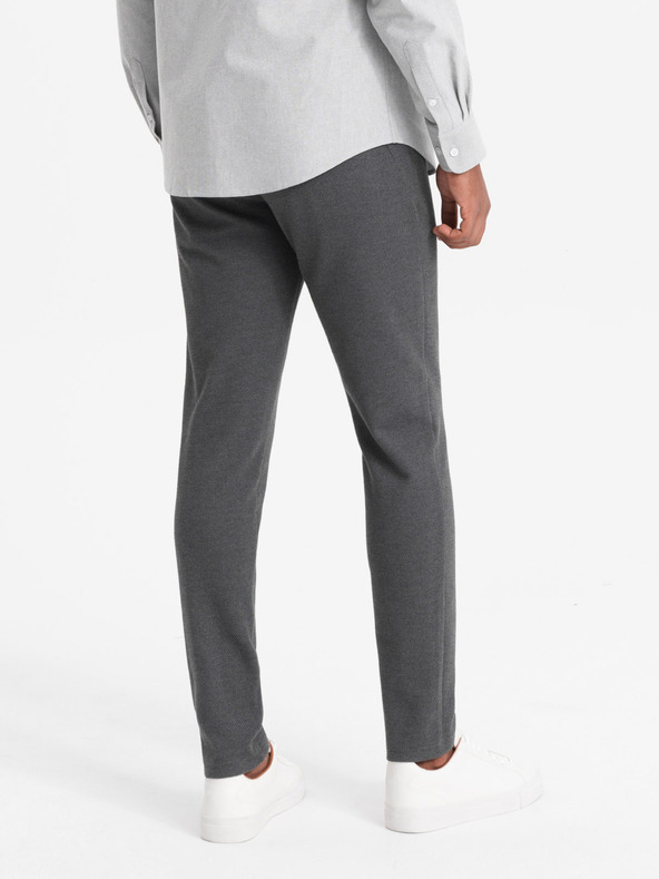 Ombre Clothing Мъжки плетени панталони с еластичен пояс - тъмносив V2 OM-PACP-0116 Ombre Clothing