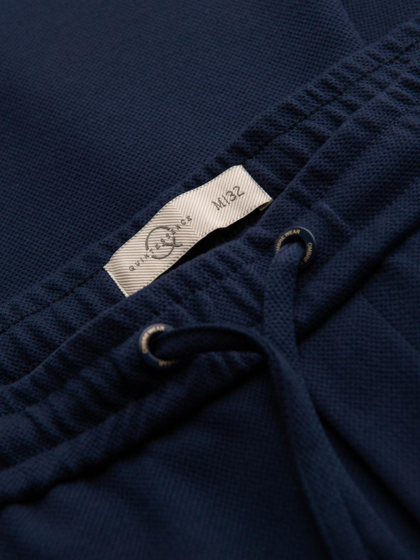 Ombre Clothing Мъжки панталони от пике плетиво с регулируем пояс - тъмносини V1 OM-PACP-0283 Ombre Clothing