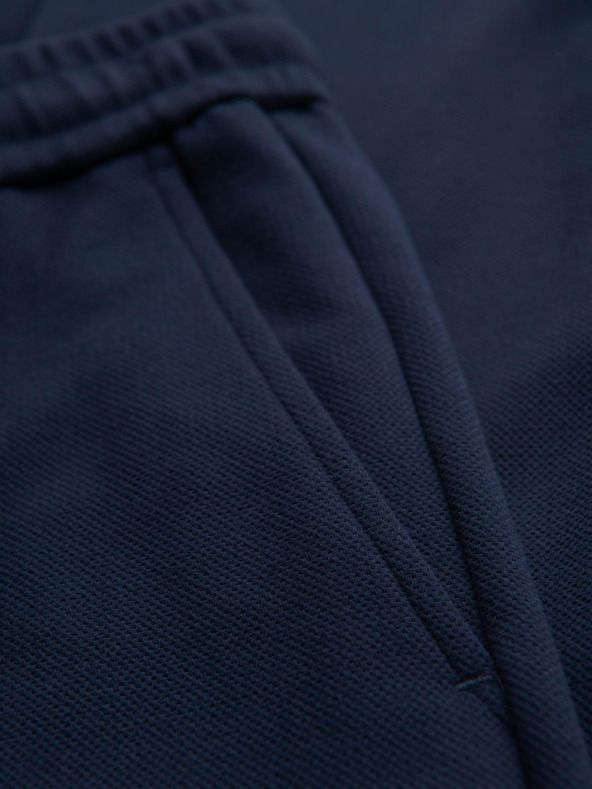 Ombre Clothing Мъжки панталони от пике плетиво с регулируем пояс - тъмносини V1 OM-PACP-0283 Ombre Clothing