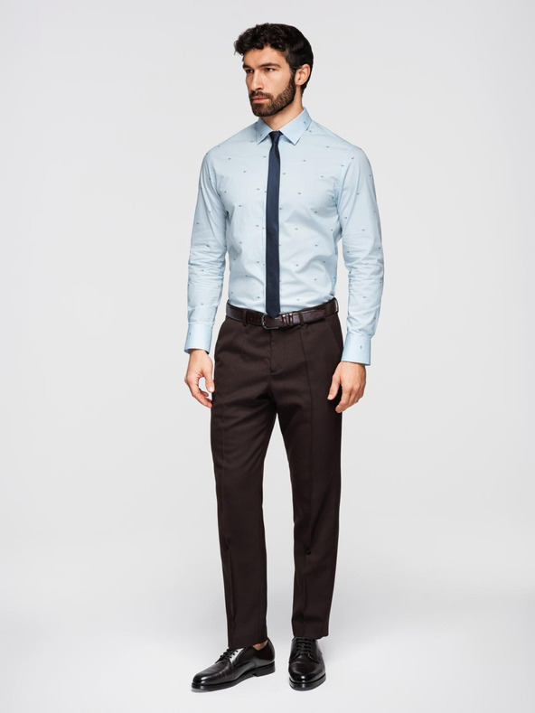 Ombre Clothing Мъжка класическа памучна риза SLIM FIT с микромотив - бяла V1 K696 Ombre Clothing