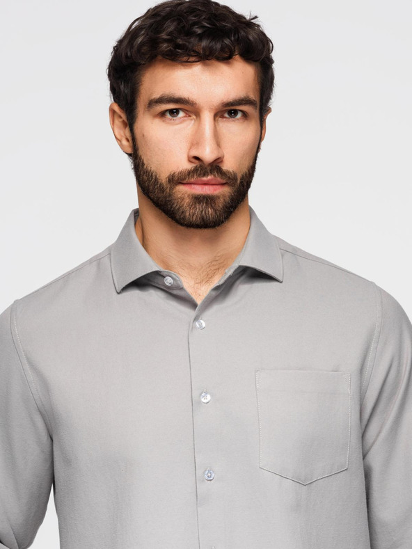 Ombre Clothing Мъжка риза класически regular fit крой - сива V1 K694 Ombre Clothing
