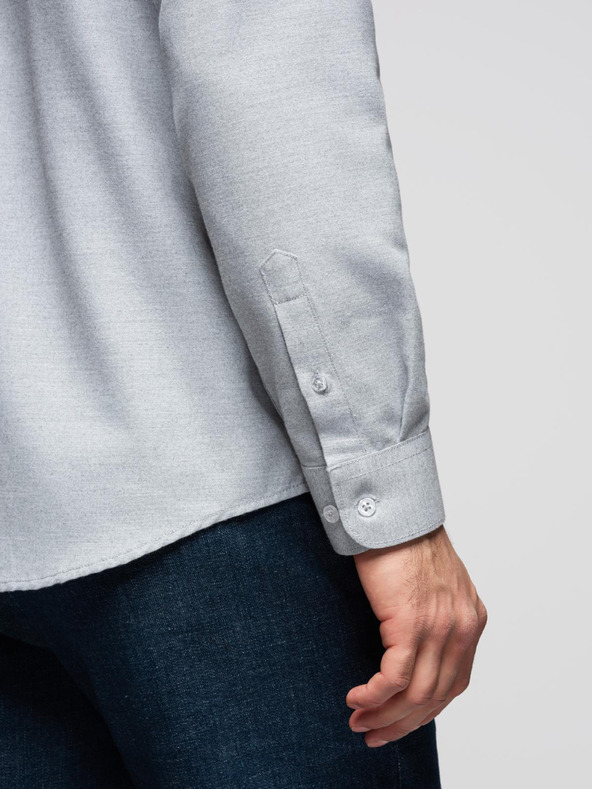 Ombre Clothing Мъжка риза класически regular fit крой - сиво меланж V2 K694 Ombre Clothing