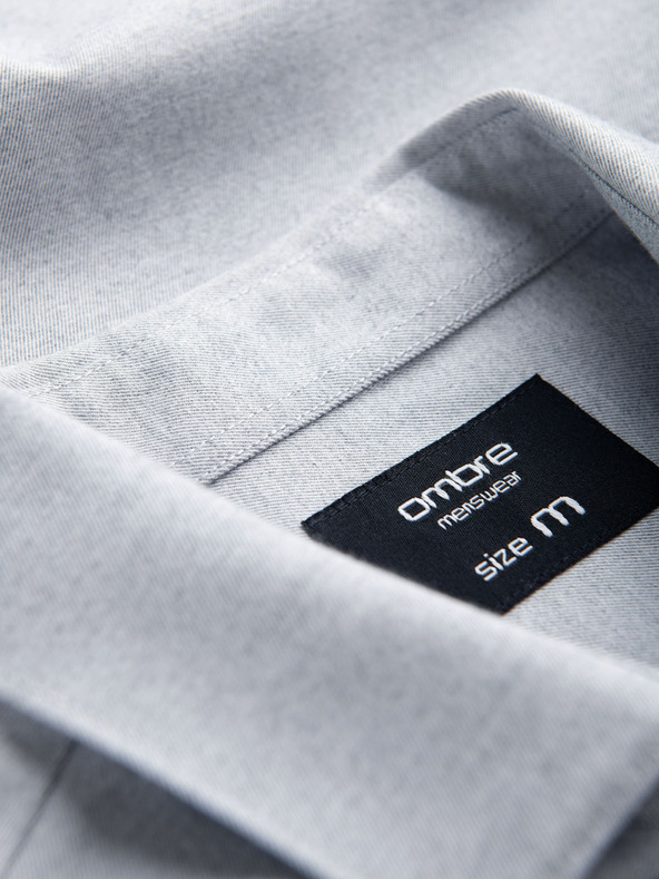 Ombre Clothing Мъжка риза класически regular fit крой - сиво меланж V2 K694 Ombre Clothing